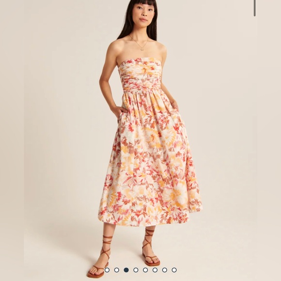 Abercrombie Poplin Floral Midi Dress - Picture 1 of 3